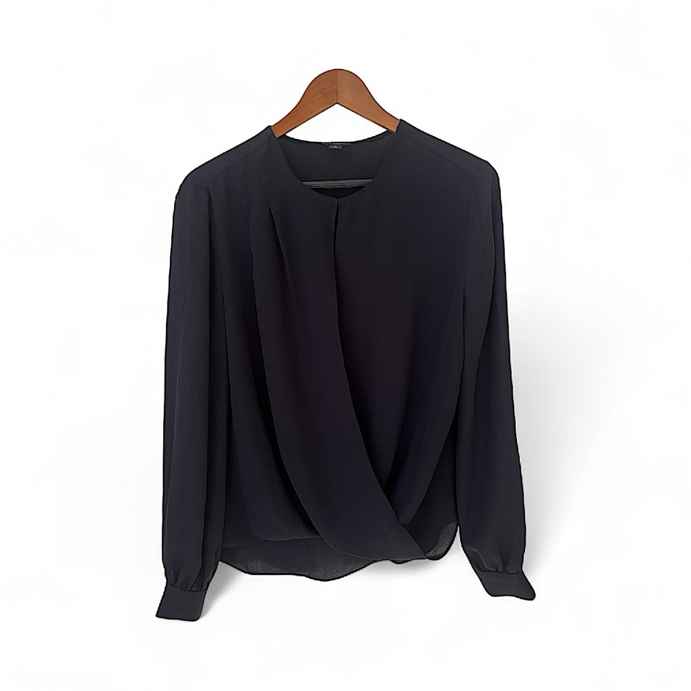 Ann Taylor Elegant sheer flowy Navy Women's Top Size M Blouse Workwear
